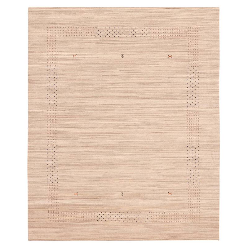 ECARPETGALLERY Hand Loomed Kashkuli Gabbeh Taupe Wool Rug - 8'1 x 9'10