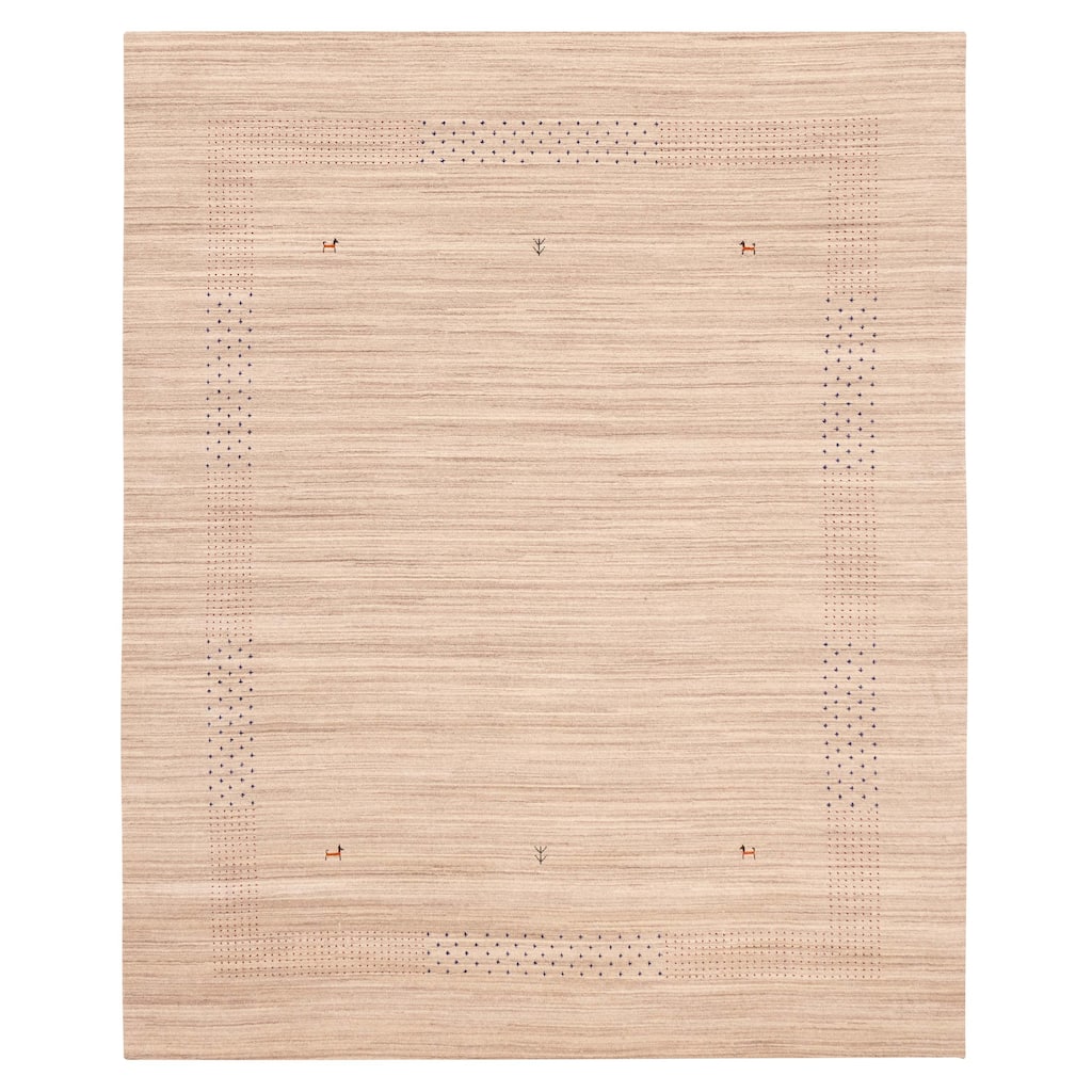 ECARPETGALLERY Hand Loomed Kashkuli Gabbeh Taupe Wool Rug - 8'1 x 9'10