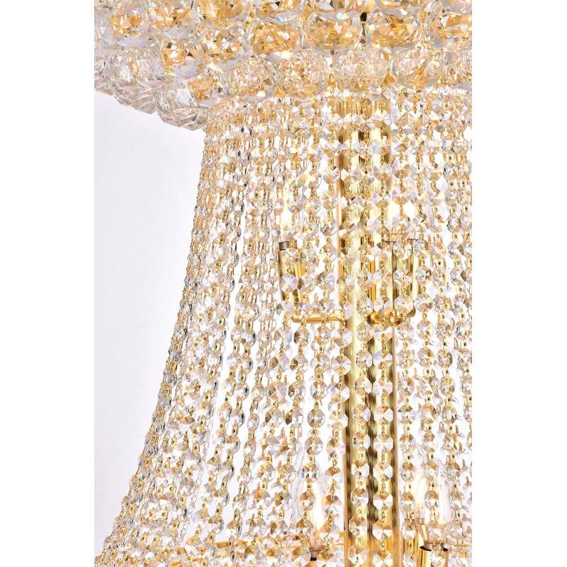 Elegant Lighting Gold Royal-cut 36-inch Crystal Clear Large Hanging Chandelier