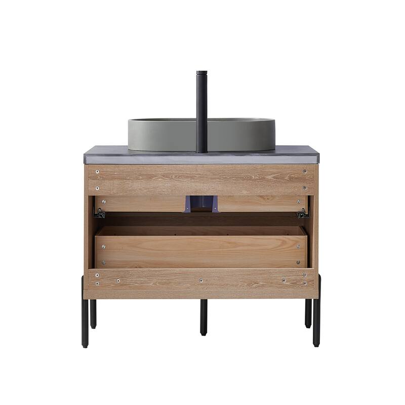 Trento Bath Vanity with Sintered Stone Top with Concrete Sink (O)