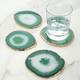 Modern Home Set of 4 Natural Agate Stone Coasters - Green/Gold