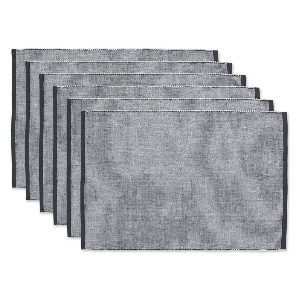 DII French Blue Eco-Friendly Chambray Fine Ribbed Placemat 6 Piece