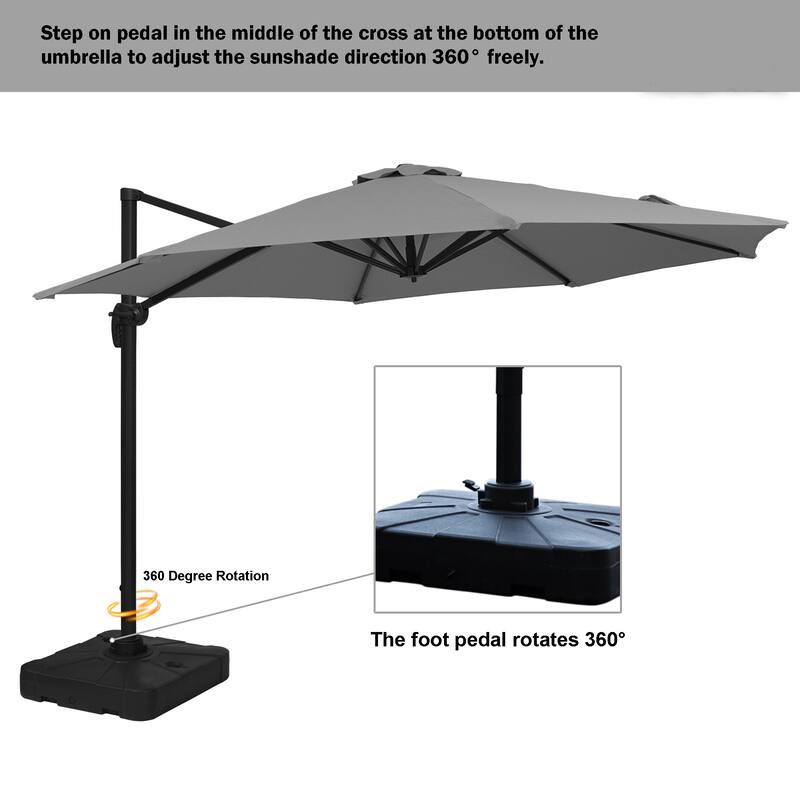 Clihome 11ft Double Top Cantilever Umbrella Rectangular Crank Market Umbrella