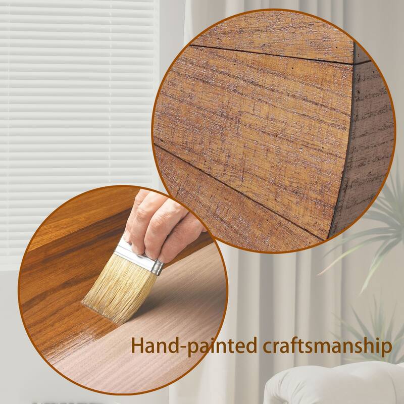 Roomfitters Modern Console Table with Circular Base, 53" Minimalist Entryway Desk, Engineered Wood, Natural Finish