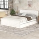 preview thumbnail 1 of 5, Queen Size Wooden Platform Bed with Four Storage Drawers and Support Legs White