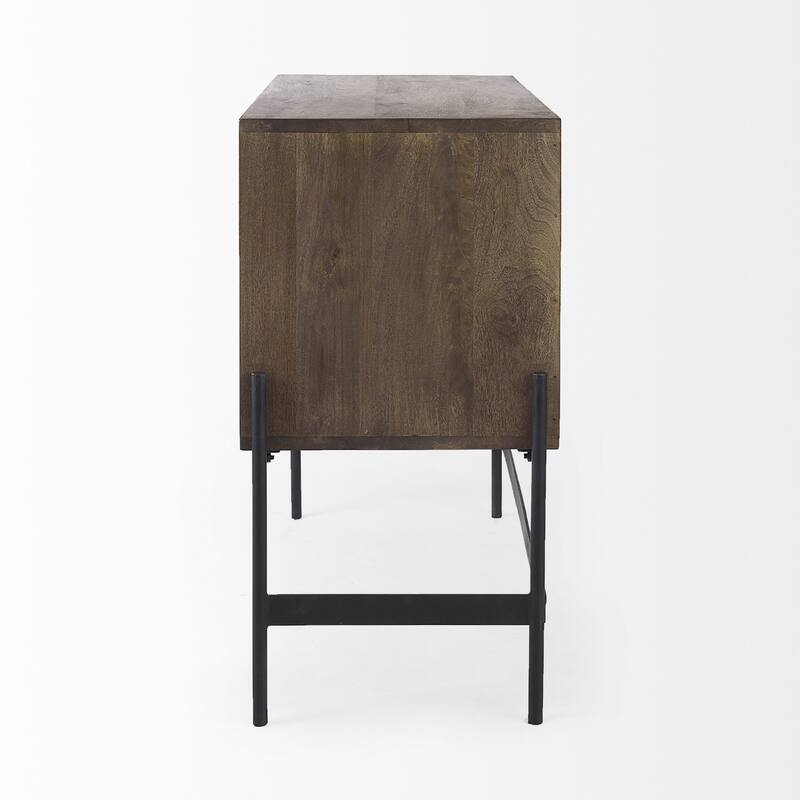 Dark Brown Two Door Cabinet with Metal Legs - 30.25" H x 16" W x 37.5" D