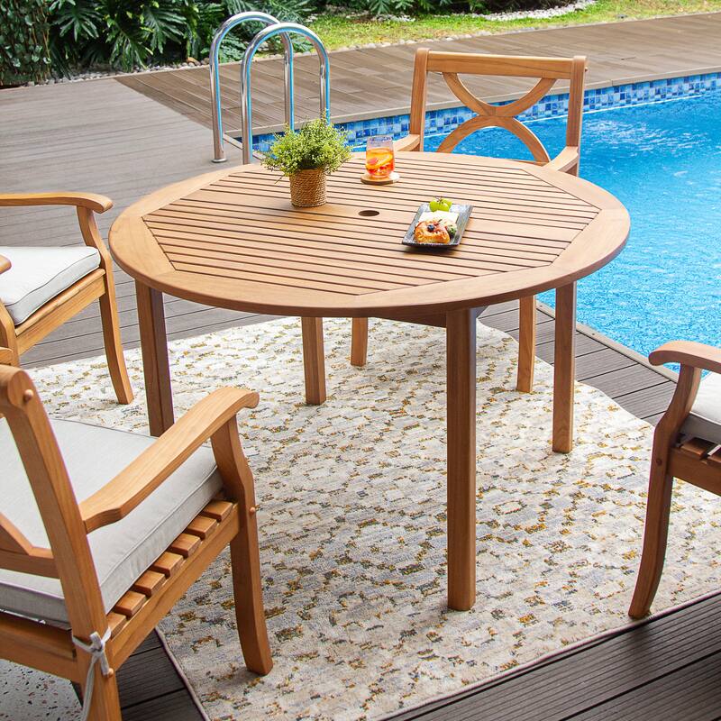 Cambridge Casual Lowell 5-piece Teak Outdoor Dining Sets with Cushions