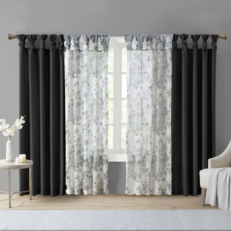 Twist Tab Lined Window Curtain Panel
