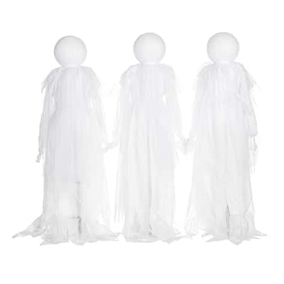 Lighted Halloween Phantom Ghost Stakes, Set of 3
