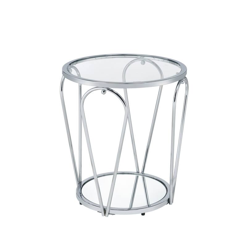Gable Glam 2-Piece Glass Top Coffee Table Set with Shelf by Furniture of America