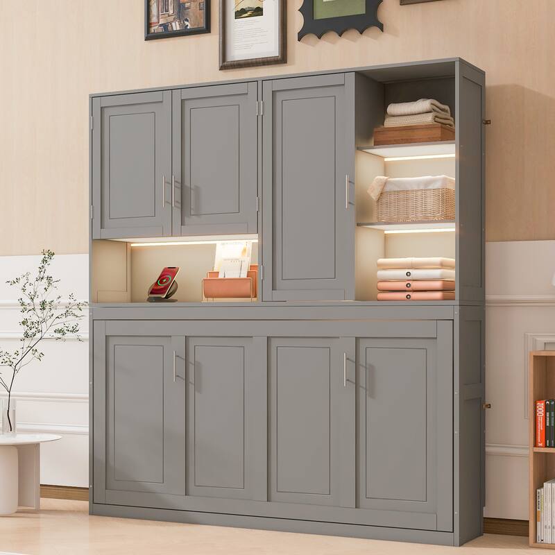 Twin Murphy Bed with Fold-Up Storage Design