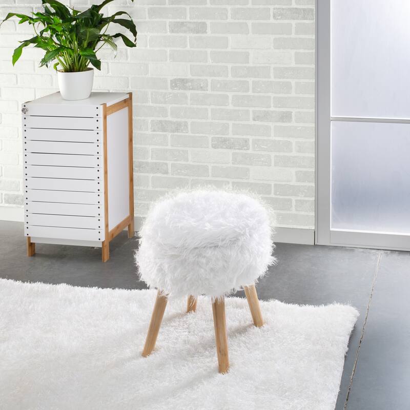 Organize It All Faux Fur Storage Ottoman