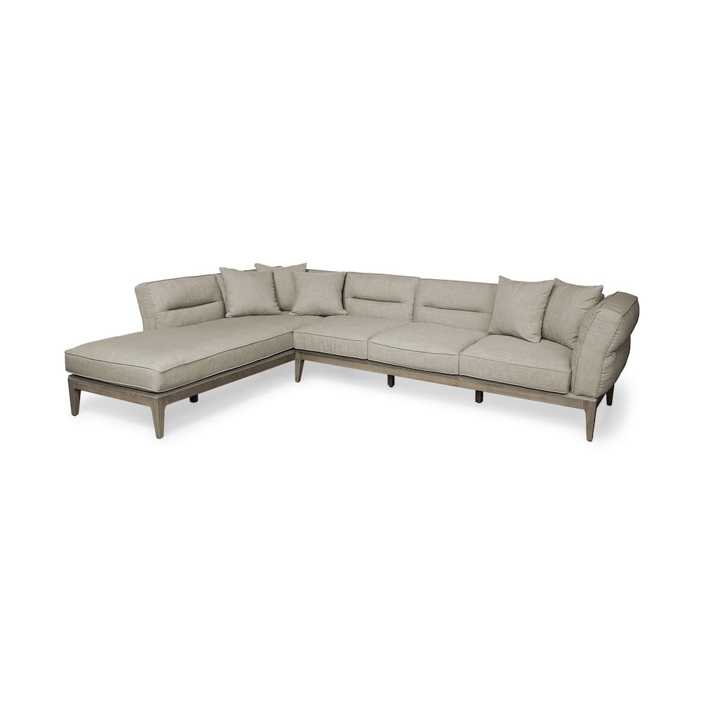 HomeRoots Beige Fabric L Shaped Sofa and Chaise Sectional With Toss Pillows