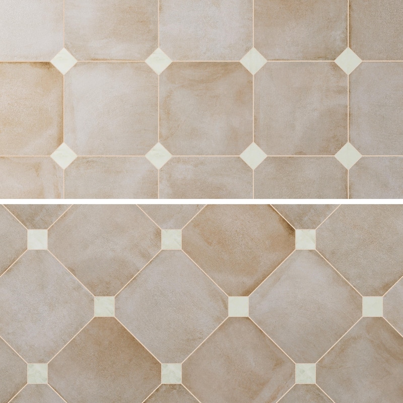 Merola Tile Laverton Octagon Arena with Taco Nieve 7-7/8" x 7-7/8" Porcelain Floor and Wall Tile