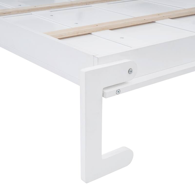 Full Size Wall Bed with Top Cabinets, White - Space-Saving Foldable Bed for Multi-Use Rooms