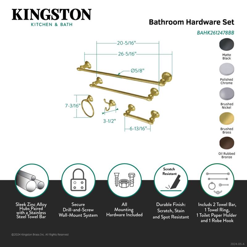 Provence 5-Piece Bathroom Accessory Set in Brushed Brass