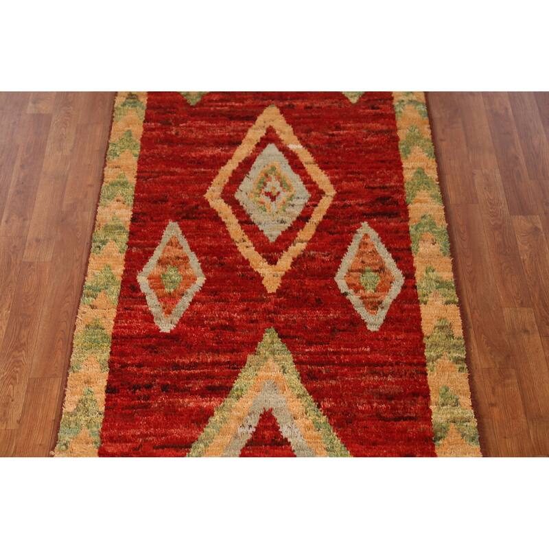 Moroccan Oriental Runner Rug Handmade Hallway Wool Carpet - 3'6" x 13'5"