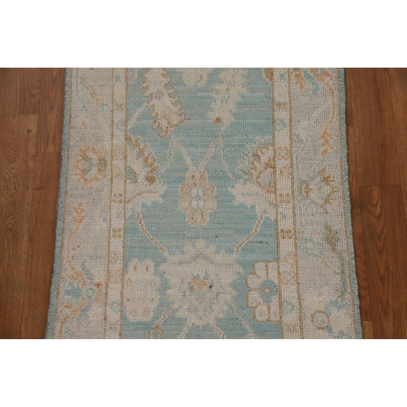 Vegetable Dye Oushak Turkish Rug Hand-knotted Oriental Wool Carpet - 1'11" x 4'1"
