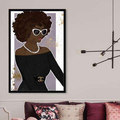 Oliver Gal 'Poised Lovely Woman' Fashion and Glam Framed Wall Art Prints Accessories - Black, Brown