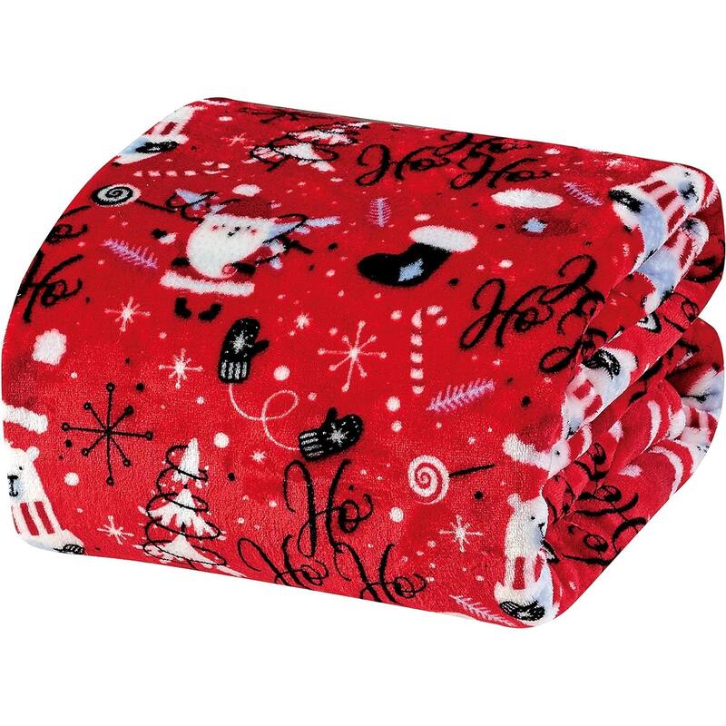 Santa's Little Helper Collection Festive and Cuddly Holiday Microplush Throw Blanket 50x60 - Ho Ho Ho - Christmas Throw Blanket