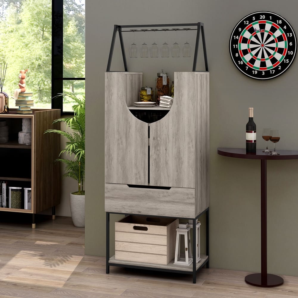 Marcus Contemporary Metal Multi-storage Wine Cabinet by Furniture of America