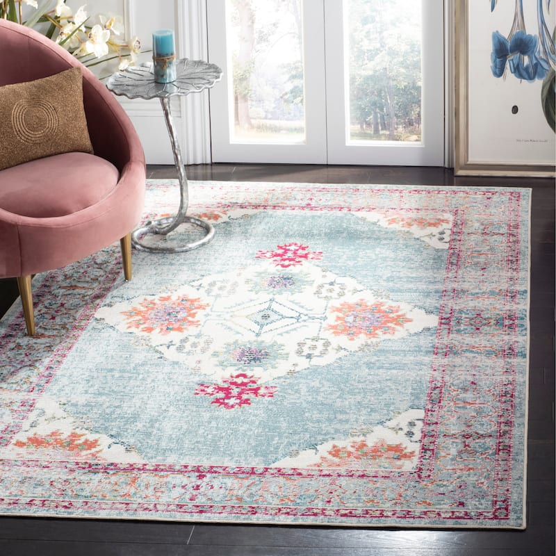 SAFAVIEH Crystal Yukie Vintage Boho Oriental Rug - 5' x 8' - Cream/Turquoise