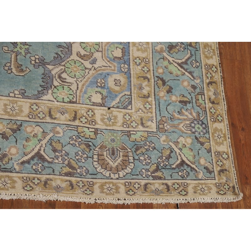 Geometric / Floral Tabriz Persian Area Rug Hand-Knotted Wool Carpet - 6'7"x 9'9"