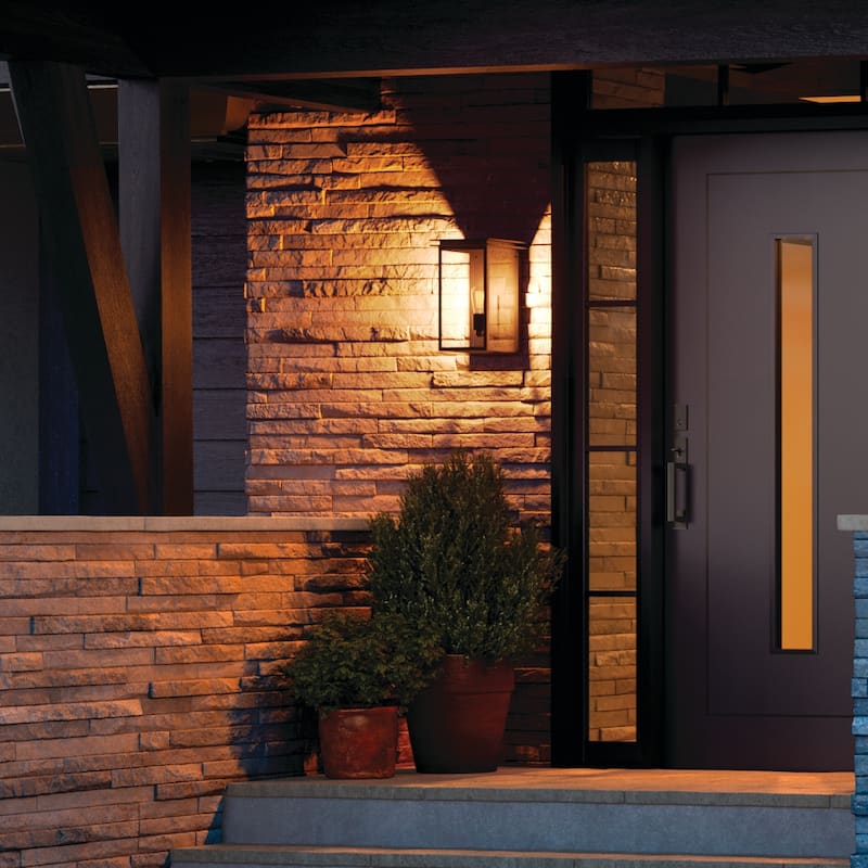 Kichler Lighting Arkville 14 Inch 1 Light Outdoor Wall Light with Clear Seeded Glass in Textured Black - Textured Black