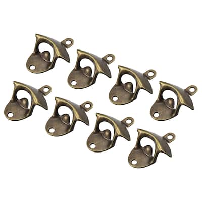 8pcs Wall Mounted Cast Iron Beer Bottle Opener Kitchen Bars Tools, Bronze