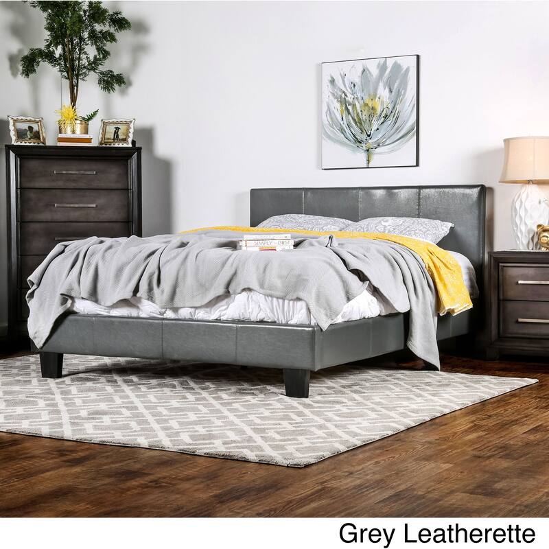 Furniture of America Lala Modern King Faux Leather Platform Bed