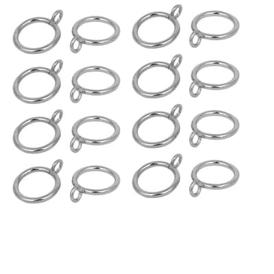 25mm Dia 44mm Length Iron Curtain Drape Sliding Eyelet Rings Silver Tone 16pcs - Silver Tone