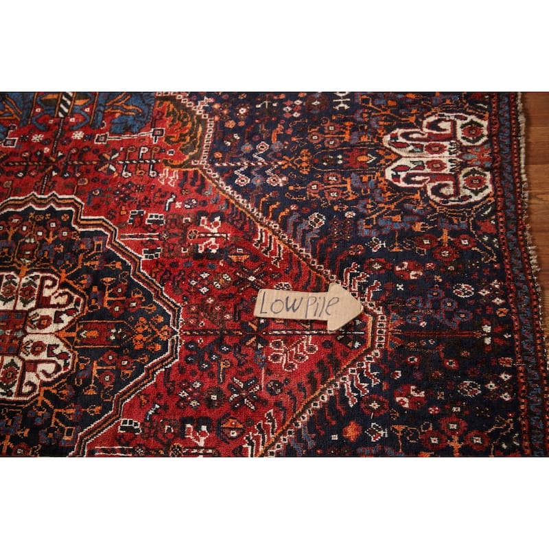 Vegetable Dye Shiraz Persian Antique Area Rug Handmade Wool Carpet - 4'3"x 5'10"