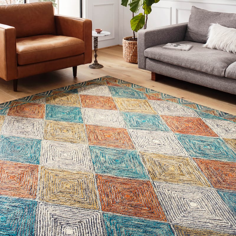 Alexander Home Kaleidoscope Diamond Hand-Hooked Wool Rug