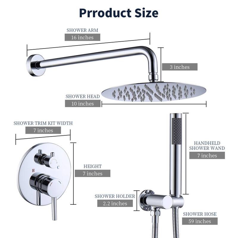 Shower System Shower Faucet Combo Set Wall Mounted with 10" Rainfall Shower Head and handheld shower faucet