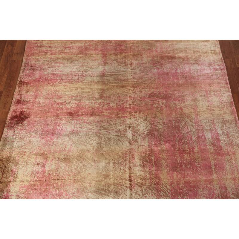 Contemporary Indian Area Rug Hand-Knotted Abstract Wool Carpet - 5'6"x 7'9"