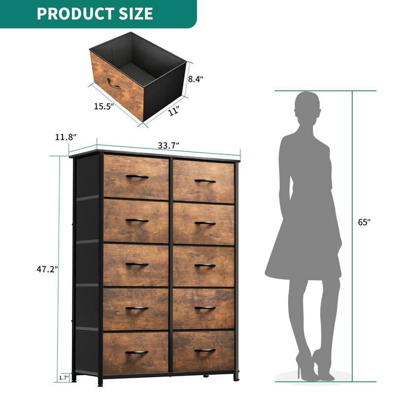 Moasis 10-drawer Bedroom Dresser Storage Tower
