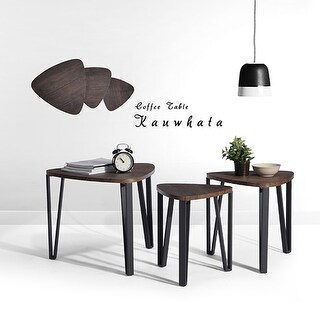Stacking Side Table Set of 3, Nesting Triangle End Coffee Tables ...