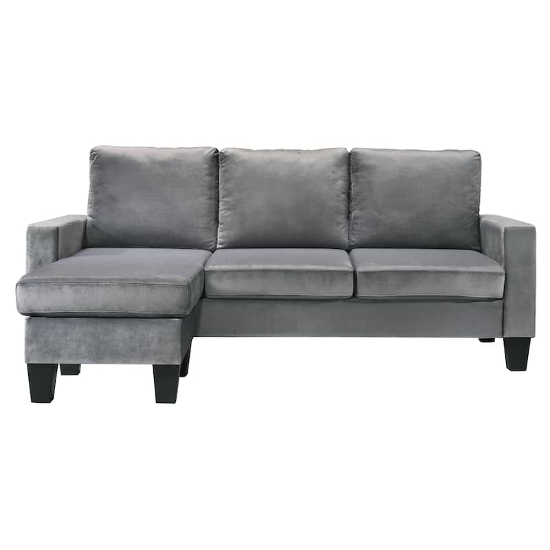 G0511-SCH Gray Velvet Sofa Chaise - Reversible Sectional, 77L x 52W x 33H, 90lbs