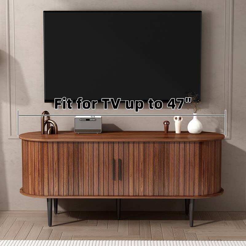 Modern TV Stand with Sliding Door & Storage - Entertainment Center for Living Room or Bedroom