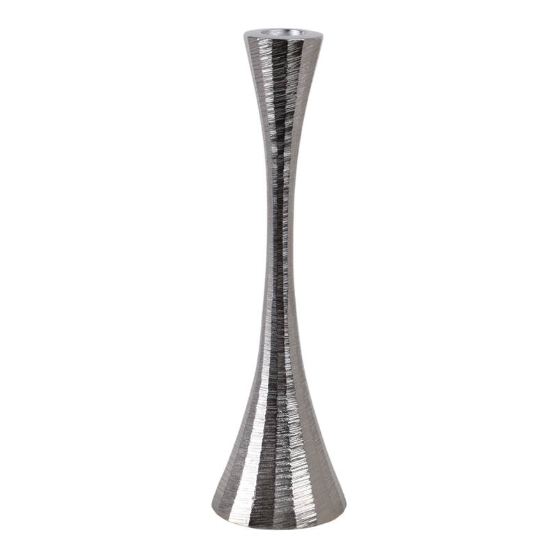 Glam Metal and Wood Taper Candle Holder Sculptural Silhouette MDF Base