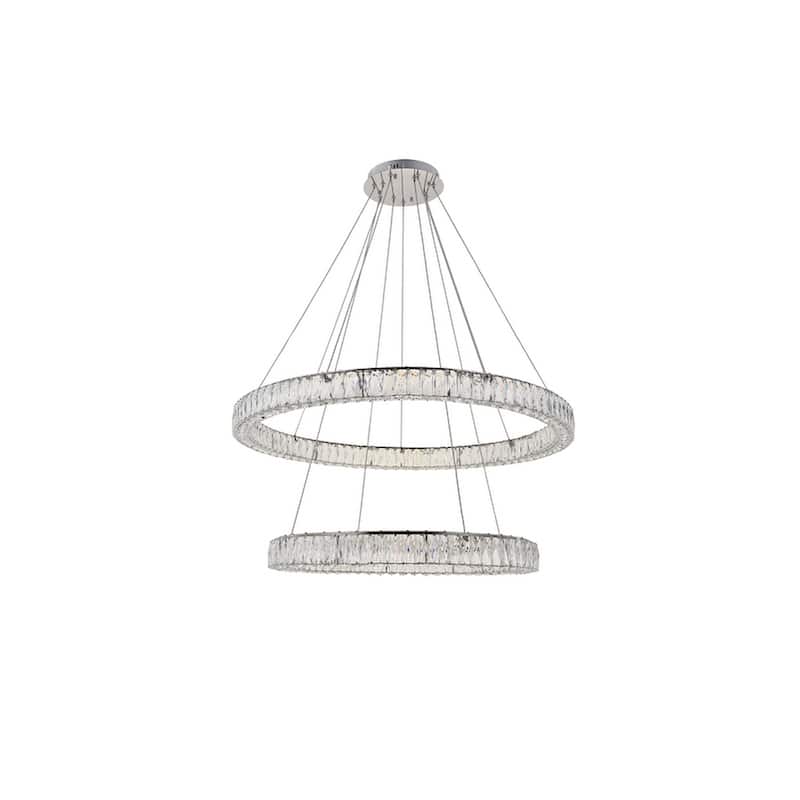 Madelyn Integrated LED light Chrome Chandelier Clear Royal Cut Crystal - 42"W X 10.9"H