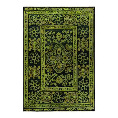 Overdyed, One-of-a-Kind Hand-Knotted Area Rug - Black - 6' 4" x 9' 1"