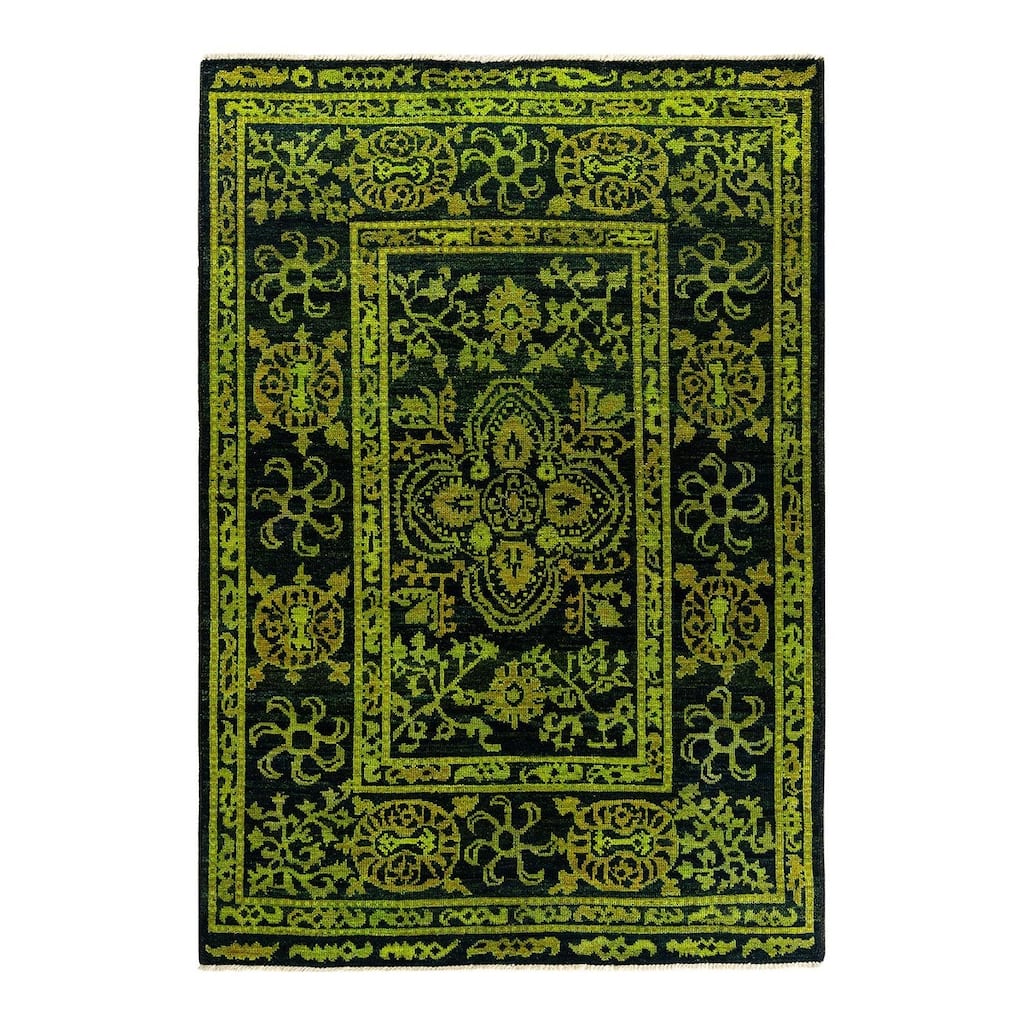 Overdyed, One-of-a-Kind Hand-Knotted Area Rug - Black - 6' 4" x 9' 1"