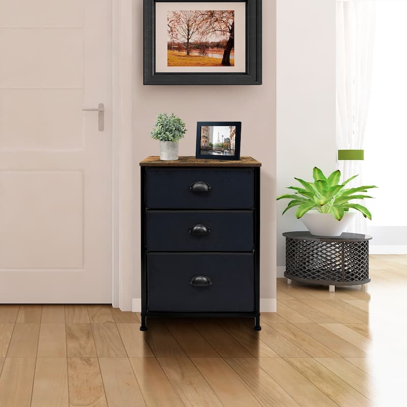 Sorbus Nightstand with Top Shelf and 3 Drawers - Wood Farmhouse Décor Style