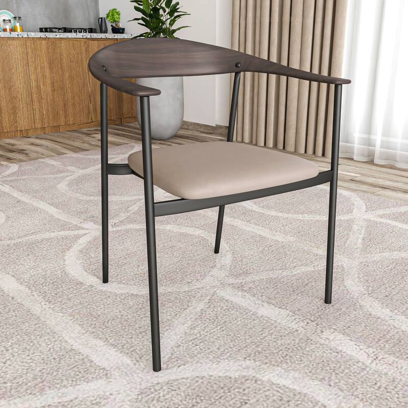Leather Dining Chair with Stainless Steel Frame Set of 2 Kora Series