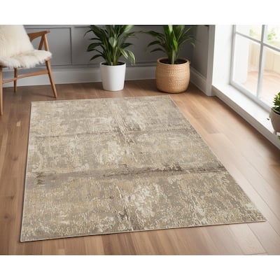 Vocus Abstract Modern Non Skid Woven Area Rug By HomeRoots - 4' x 6'