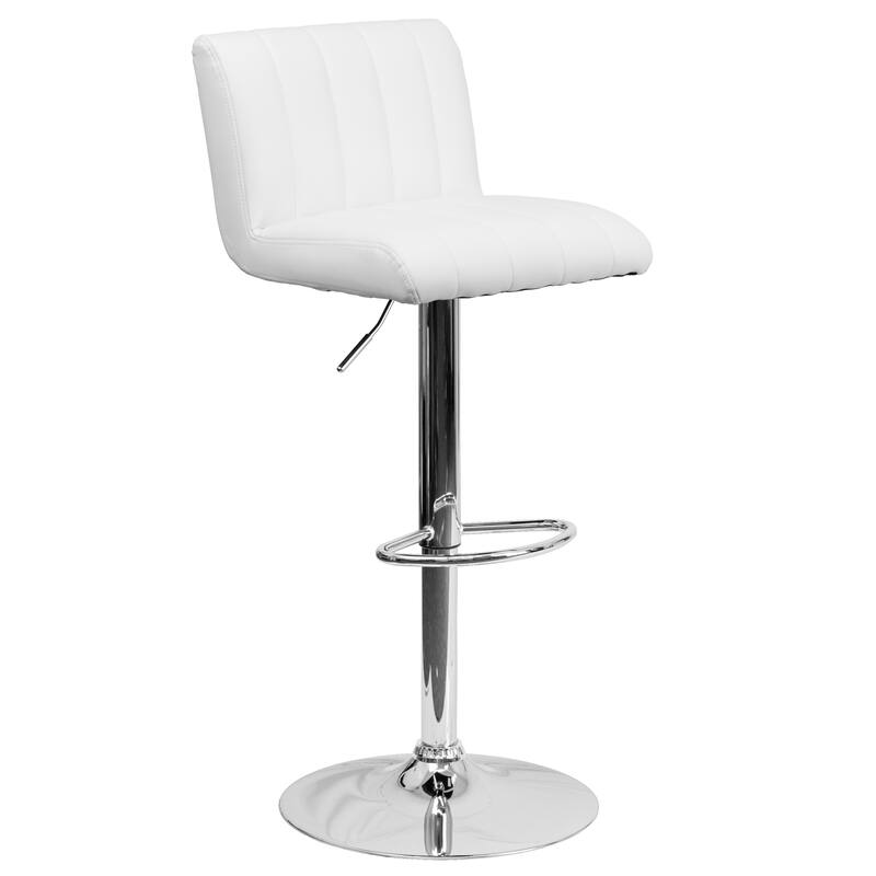 2 Pk. Contemporary Adjustable Height Barstool with Vertical Stitch Back/Seat