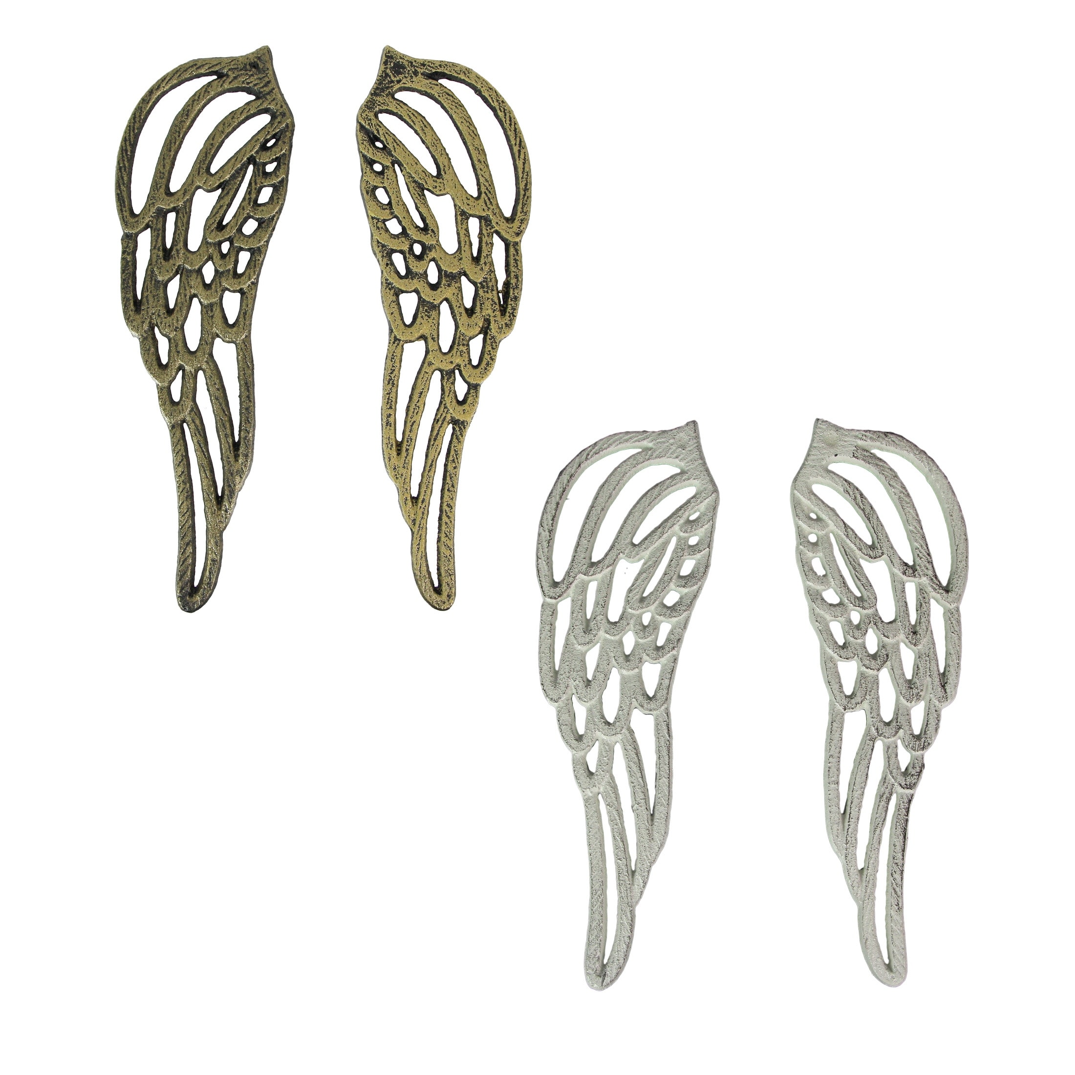 Antique Cast Iron Set Of Angel Wings Wall Sculpture Rustic Home Decor
