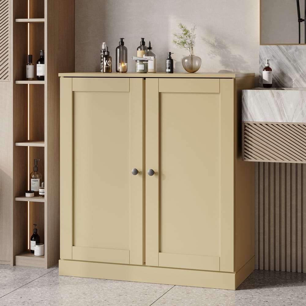 Palace Imports 100% Solid Wood Bathroom Storage Cabinet, Shaker Doors, Adjustable Shelves, 32" Wide, 35.75" Tall