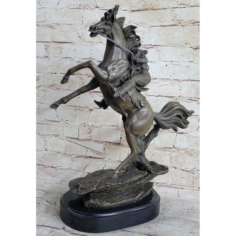Country Western Wild West Cowboy Gunslinger On Imitative Horseback Bronze Sculpture Decor